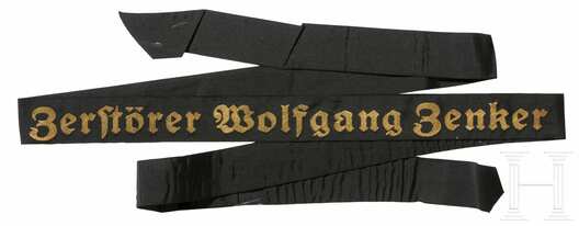 Kriegsmarine Zerstörer Wolfgang Zenker Cap Tally Ribbon Obverse