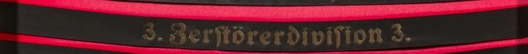 Kriegsmarine 3. Zerstörerdivision Cap Tally Ribbon Obverse