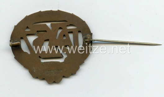 German Heavy Athletics Sports Badge, in Bronze Reverse