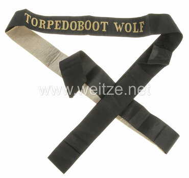 Kriegsmarine Torpedoboot Wolf Cap Tally Ribbon Obverse