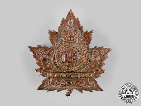 194th Infantry Battalion Other Ranks Cap Badge Obverse