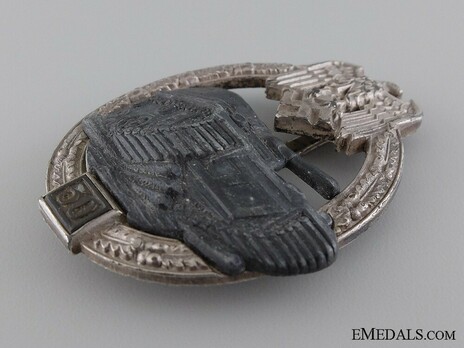 Panzer Assault Badge, "50", in Silver (by J. Feix) Obverse