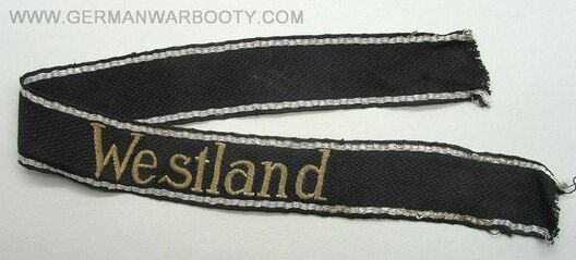 Waffen-SS Westland NCO/EM's Cuff Title (RZM machine-embroidered version) Obverse