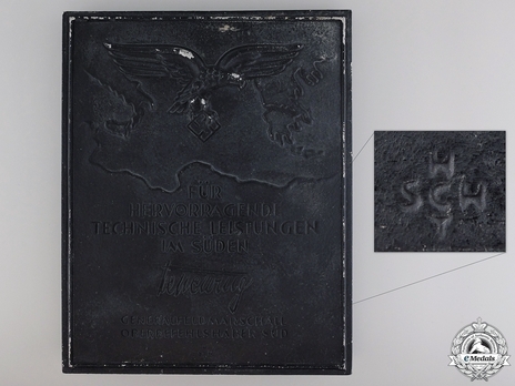 Honour Plaque of Commander-in-Chief South (in black) Obverse 