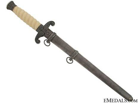 German Army F. W. Höller-made Officer’s Dagger Obverse in Scabbard