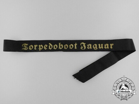 Kriegsmarine Torpedoboot Jaguar Cap Tally Ribbon Obverse