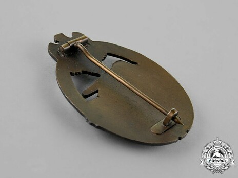 Panzer Assault Badge, in Bronze, by Unknown Maker: So-Called Juncker Reverse