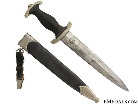 Allgemeine SS M33 Early Pre-RZM Mark Service Dagger (by Gottlieb Hammesfahr) Reverse with Scabbard