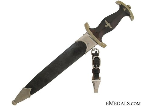 Allgemeine SS M33 Early Pre-RZM Mark Service Dagger (by Gottlieb Hammesfahr) Obverse in Scabbard