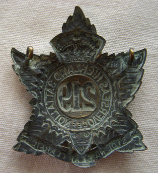 219th Infantry Battalion Other Ranks Glengarry Badge Reverse