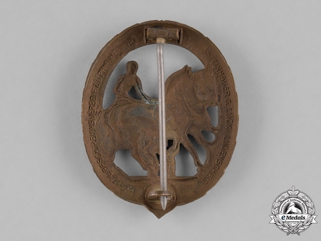 German Horse Driver's Badge, in Bronze Reverse