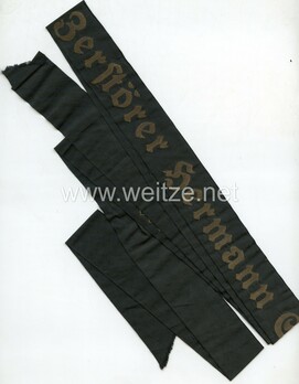 Kriegsmarine Zerstörer Hermann Schoemann Cap Tally Ribbon Obverse