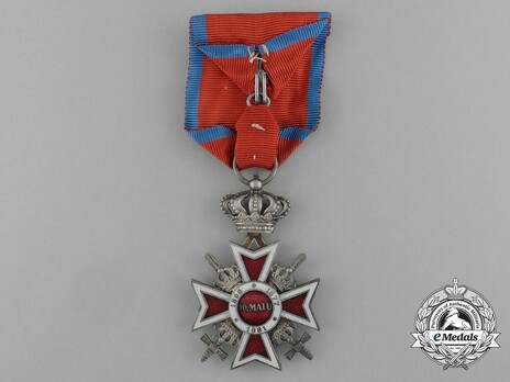 Order of the Romanian Crown, Type II, Military Division, Knight's Cross Reverse