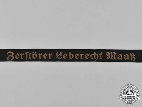 Kriegsmarine Zerstörer Leberecht Maaß Cap Tally Ribbon Obverse