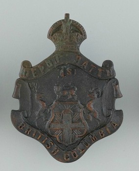 British Columbia 1st Depot Battalion Other Ranks Cap Badge (Browning Copper) Obverse