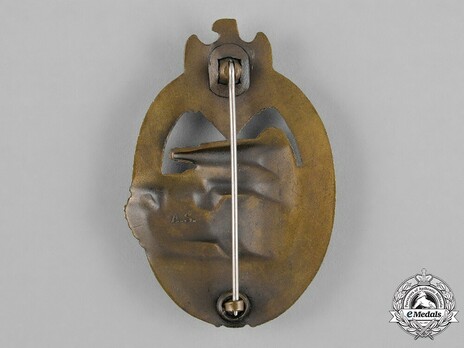 Panzer Assault Badge, in Bronze, by A. Scholze Reverse