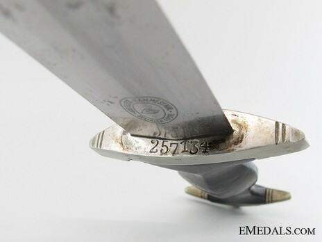 Allgemeine SS M33 Personalised Service Dagger (by Gottlieb Hammesfahr; numbered & named) Number Detail