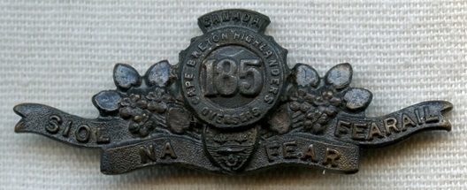 185th Infantry Battalion Other Ranks Collar Badge Obverse