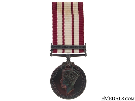 Silver Medal (with “PALESTINE 1943-48" clasp) (1949-1952) Obverse