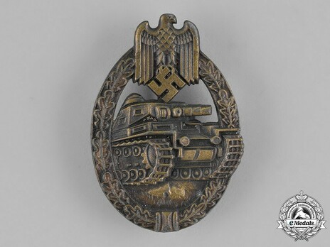 Panzer Assault Badge, in Bronze, by E. F. Wiedmann Obverse