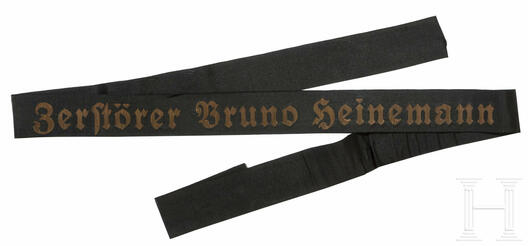 Kriegsmarine Zerstörer Bruno Heinemann Cap Tally Ribbon Obverse