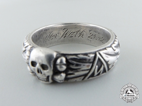 SS Death's Head Ring (to Gerhard von der Weth) Engraving Detail