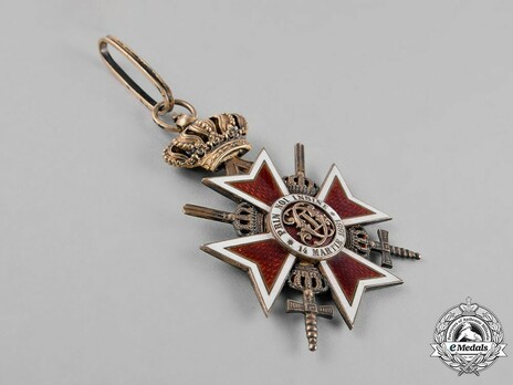 Order of the Romanian Crown, Type II, Military Division, Commander's Cross Obverse