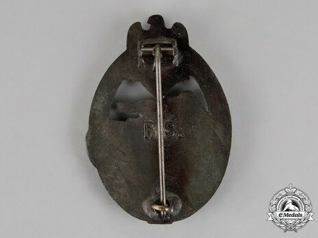 Panzer Assault Badge, in Bronze, by R. Souval Reverse