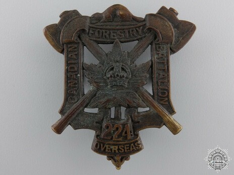 224th Forestry Battalion Other Ranks Cap Badge (Small Central Crown) Obverse