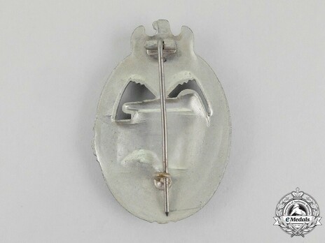 Panzer Assault Badge, in Silver, by E. F. Wiedmann (in zinc) Reverse