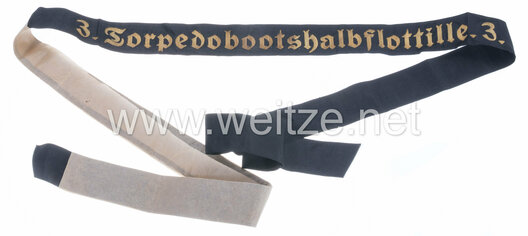 Kriegsmarine 3. Torpedobootshalbflottille Cap Tally Ribbon Obverse