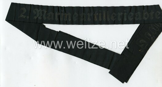 Kriegsmarine 2. Marineartillerieabteilung Cap Tally Ribbon Obverse