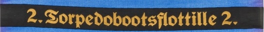 Kriegsmarine 2. Torpedobootsflottille Cap Tally Ribbon Obverse