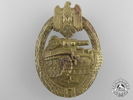 Panzer Assault Badge, in Bronze, by B. H. Mayer Obverse