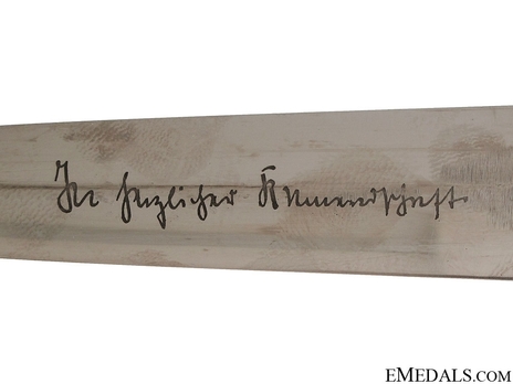 SA Röhm Honour Dagger (with partial dedication) (by Eickhorn) Reverse Inscription