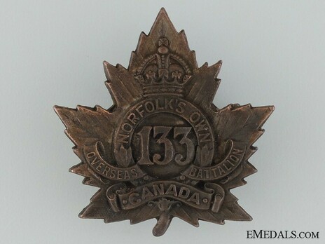 133rd Infantry Battalion Other Ranks Cap Badge Obverse