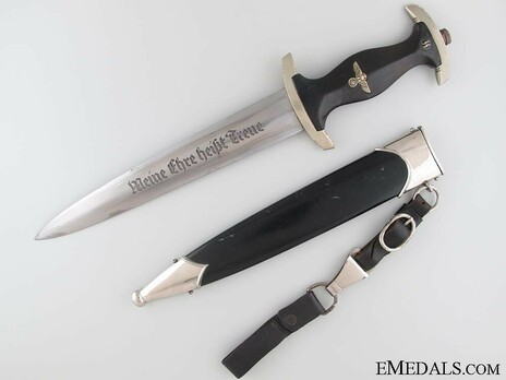 Allgemeine SS M33 Early Pre-RZM Mark Service Dagger (by Robert Klaas) Obverse with Scabbard