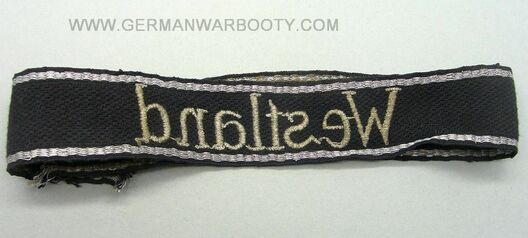 Waffen-SS Westland NCO/EM's Cuff Title (RZM machine-embroidered version) Reverse