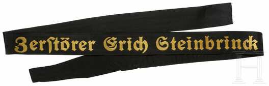 Kriegsmarine Zerstörer Erich Steinbrinck Cap Tally Ribbon Obverse