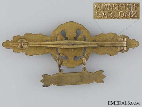 Bomber Clasp, in Gold (with "1200" pendant) Reverse