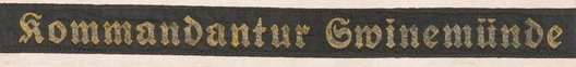 Kriegsmarine Kommandantur Swinemünde Cap Tally Ribbons Obverse