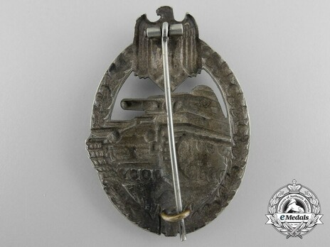 Panzer Assault Badge, in Silver, by C. E. Juncker (in nickel silver) Reverse