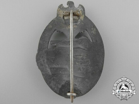 Panzer Assault Badge, in Silver, by A. Wallpach Reverse