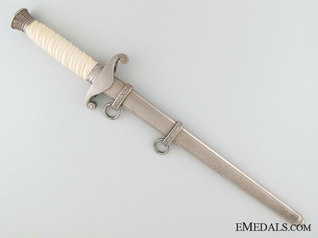 German Army Unmarked White Grip Officer’s Dagger Reverse in Scabbard