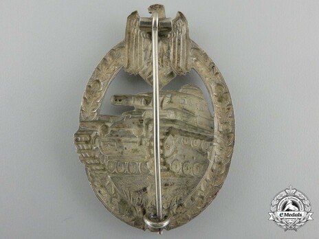 Panzer Assault Badge, in Silver, by C. E. Juncker (in tombac) Reverse