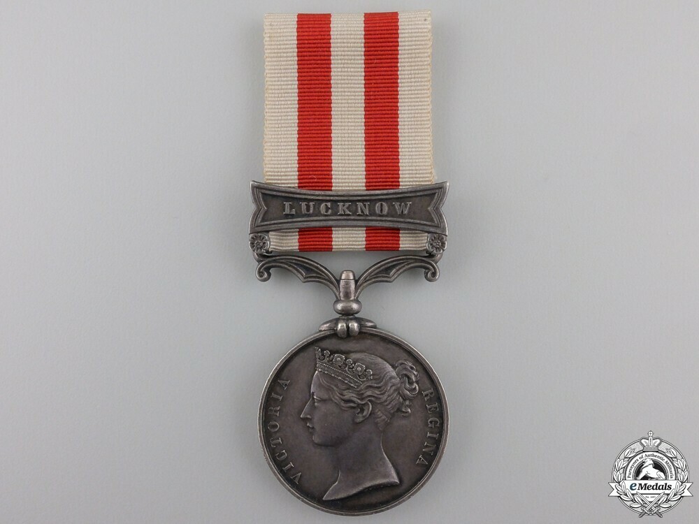 Silver medal with lucknow clasp stamped w. wyon r.a. l.c. wyon obverse