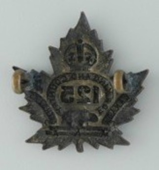 125th Infantry Battalion Other Ranks Collar Badge Reverse