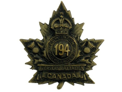 194th Infantry Battalion Other Ranks Cap Badge Obverse