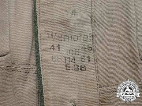 German Army Field Tunic M36 (EM version) Stamp Detail