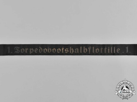 Kriegsmarine 1. Torpedobootshalbflottille Cap Tally Ribbon Obverse